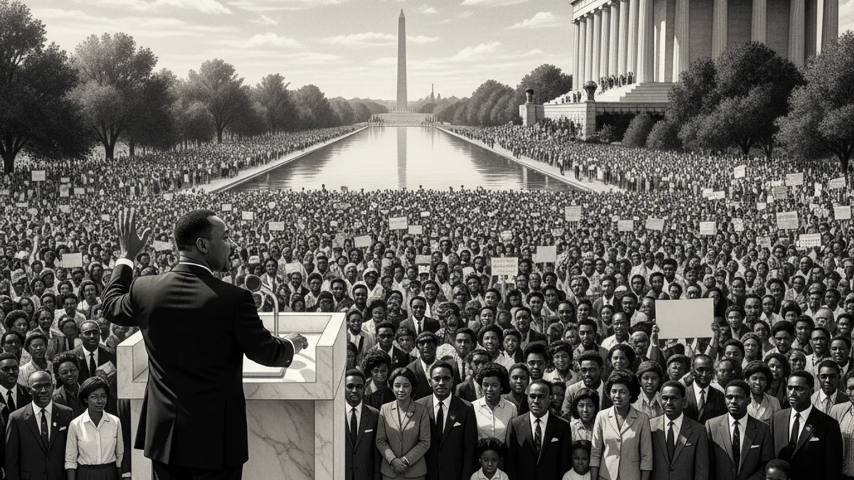 Illustration for King's Dream Speech - a tales of gandhi and martin luther king jr. Tales of Historical Figures story with moral lessons