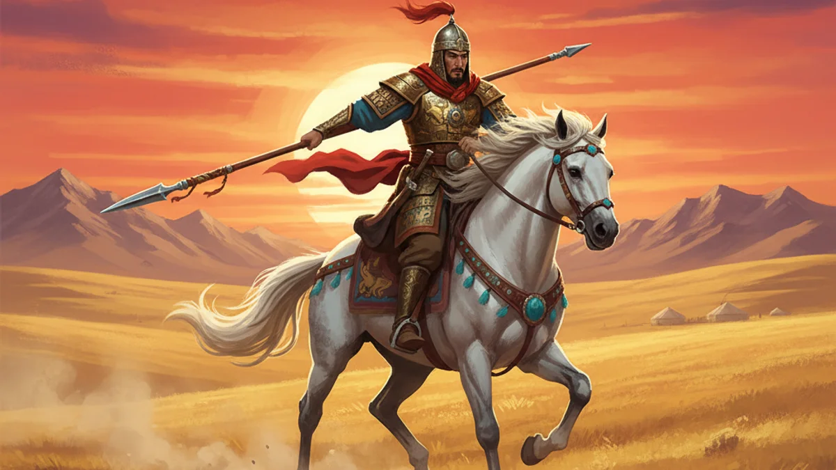 Koblandy Batyr - Kazakh Tales story illustration from Central Asian Folklore