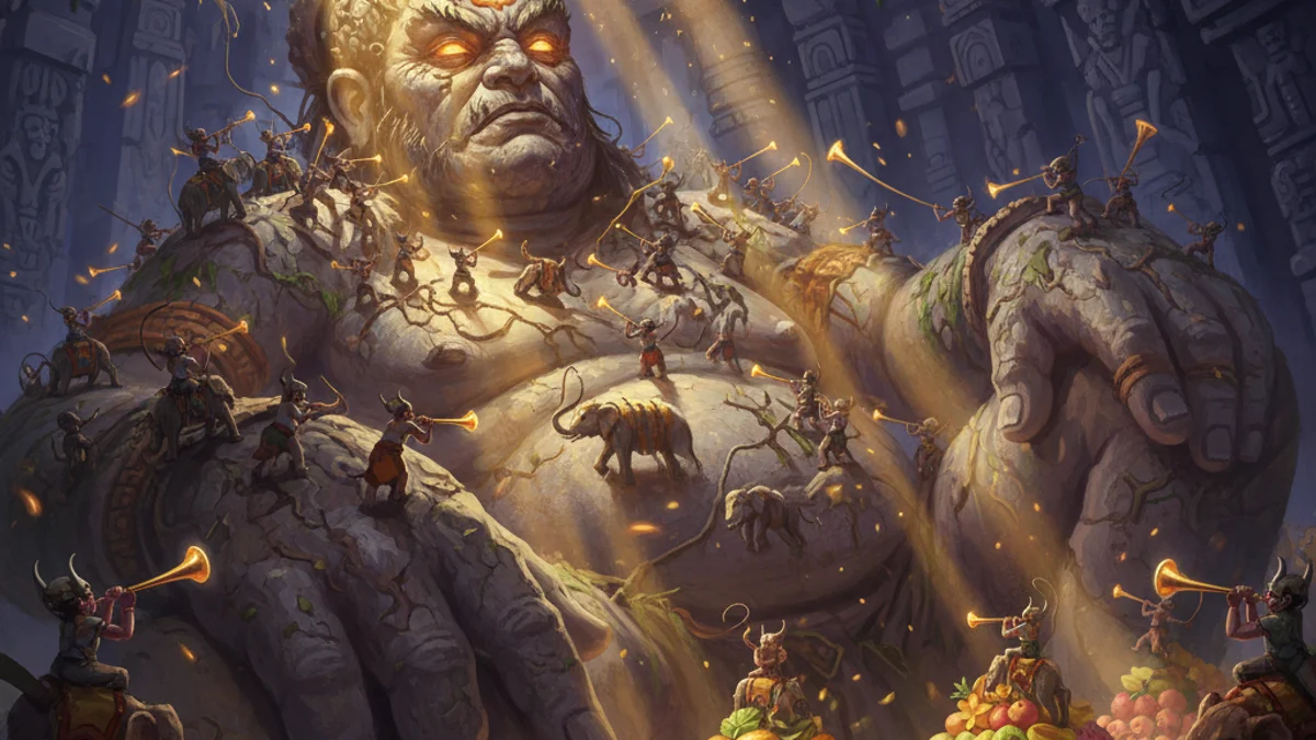 Kumbhakarna Awakens - Stories from the Ramayana story illustration from Hindu Epics