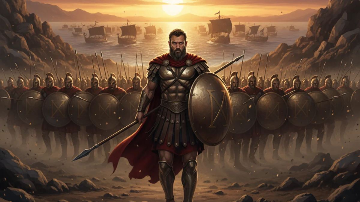Leonidas at Thermopylae - Greek Statesmen story illustration from Ancient Legends