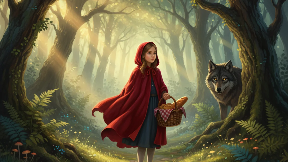 Little Red Riding Hood - Brothers Grimm Stories story illustration from European Folklore