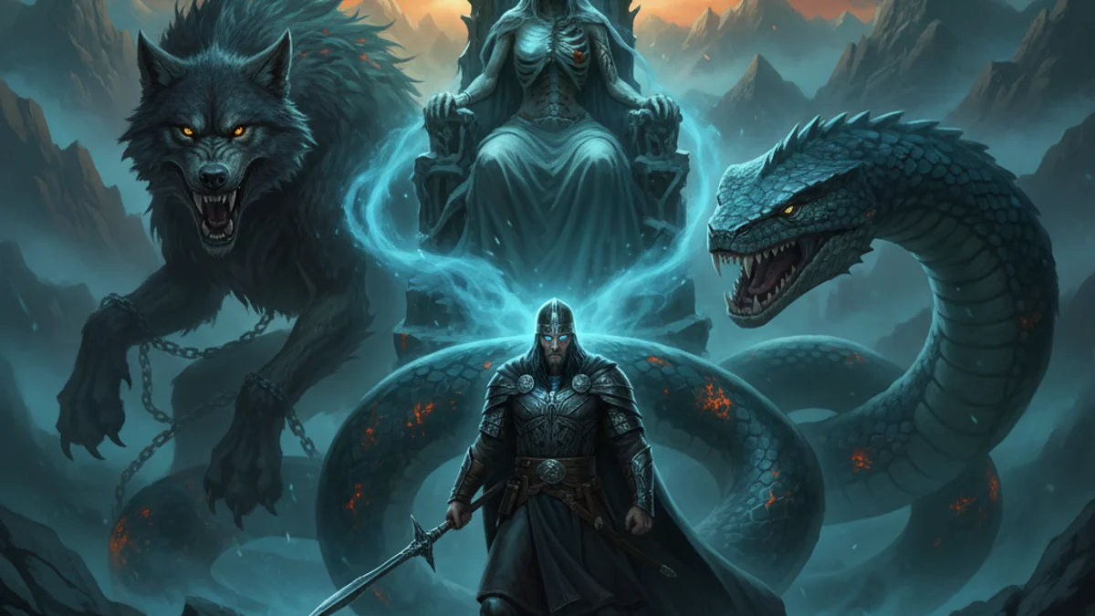 Loki's Children - Aesir Gods story illustration from Norse Myths