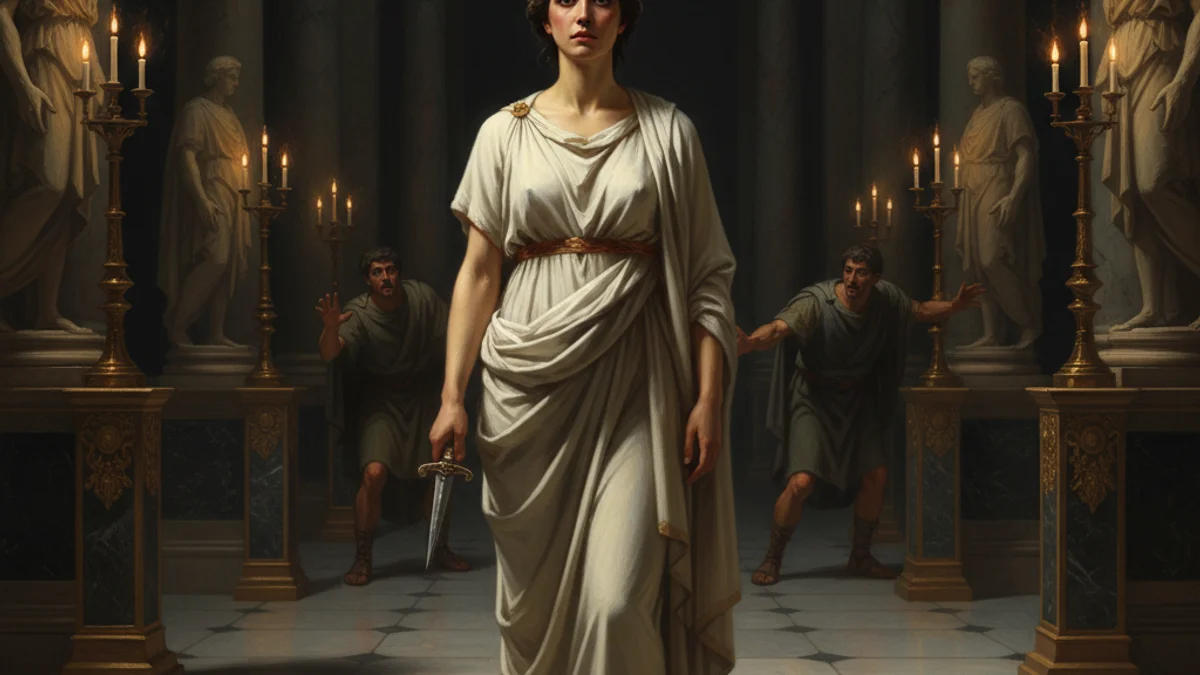 Lucretia's Honor - Roman Virtues story illustration from Roman Mythology