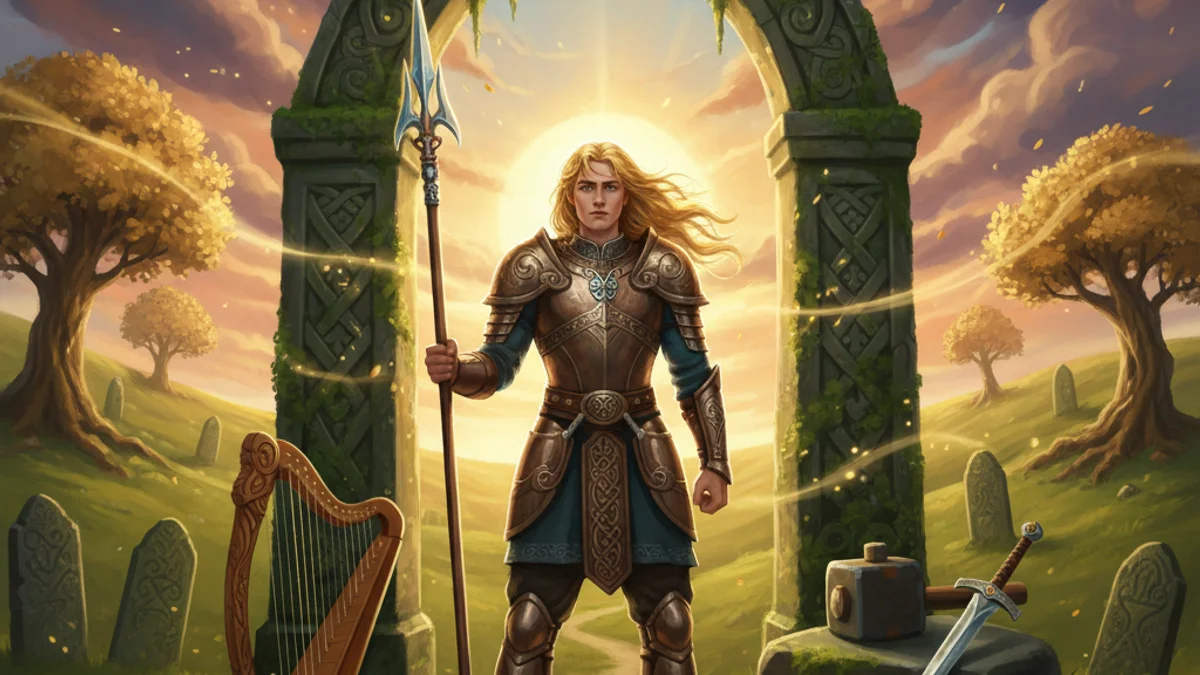 Lugh of the Long Arm - Irish Gods and Goddesses story illustration from Celtic Myths