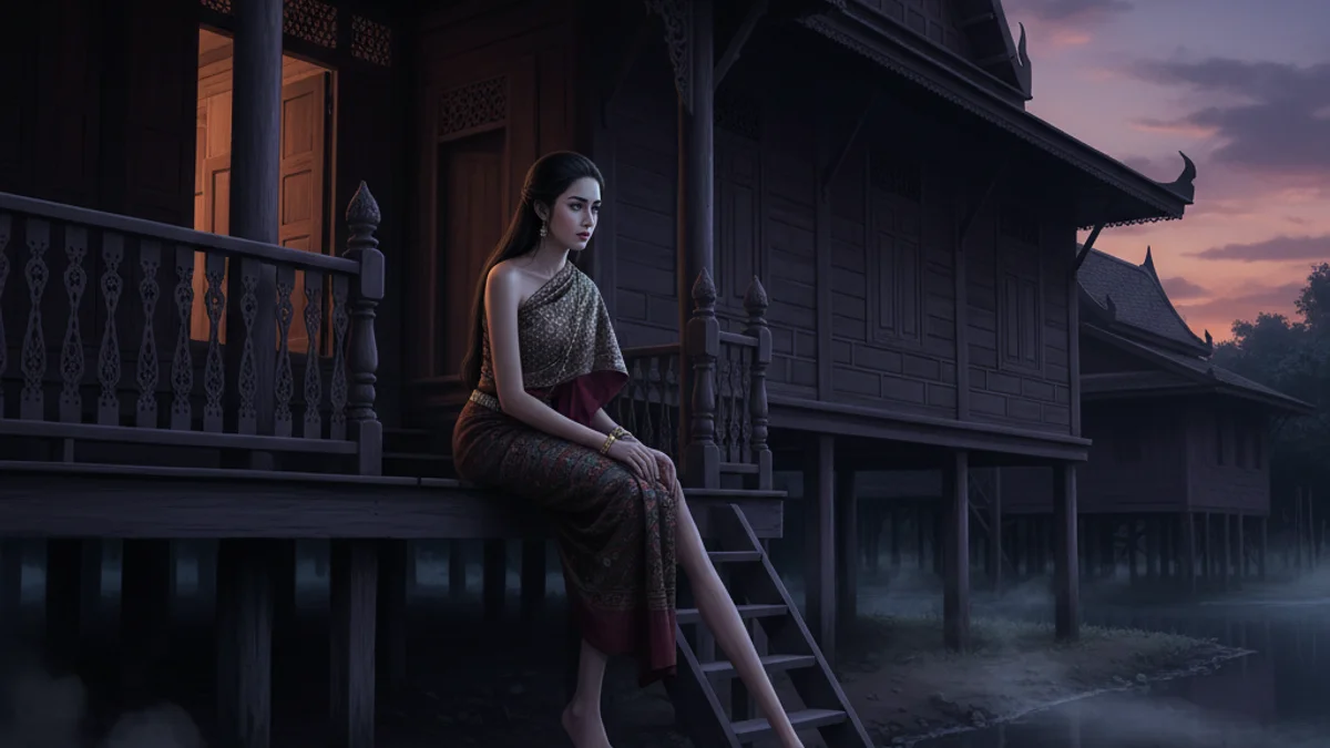 Mae Nak Phra Khanong - Ghost Stories story illustration from Thai Folklore