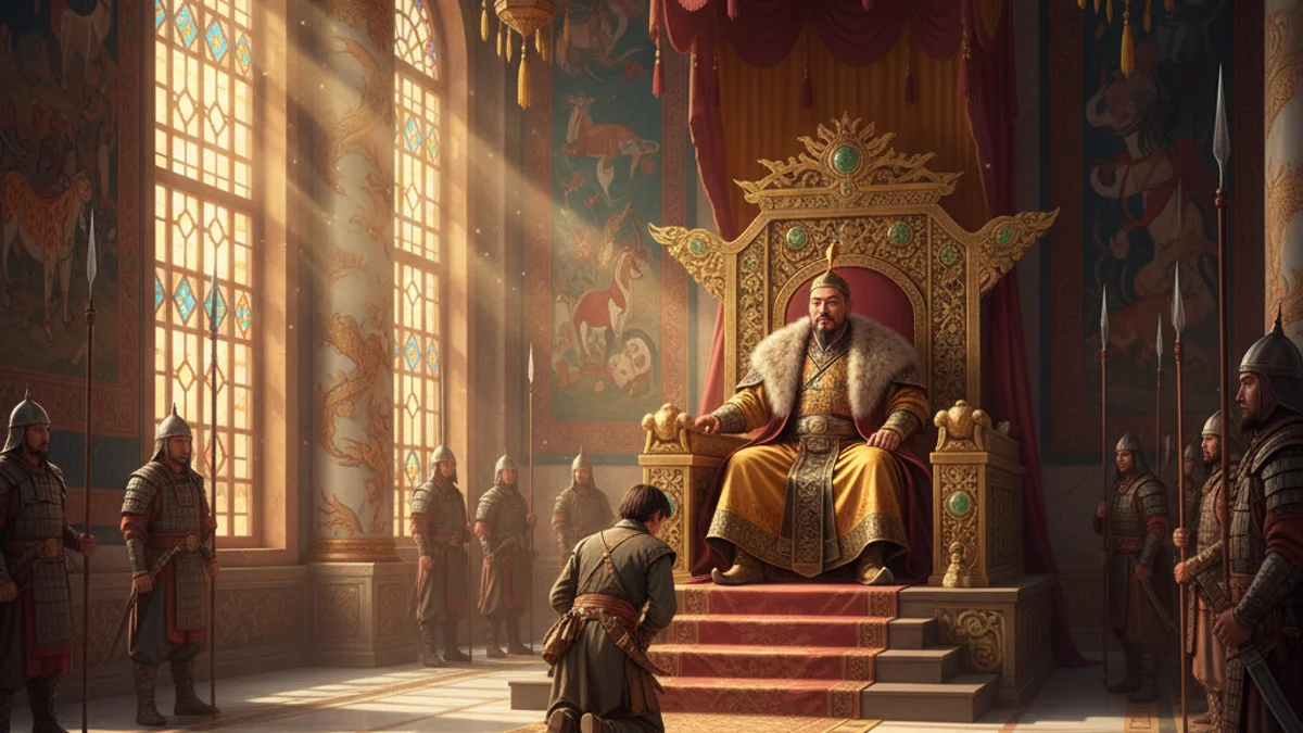 Marco Polo at Kublai's Court - Tales of Mongol Conquests story illustration from Mongolian Epics