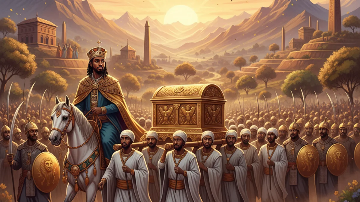 Menelik Son of Solomon - Origin Legends story illustration from Ethiopian Folklore