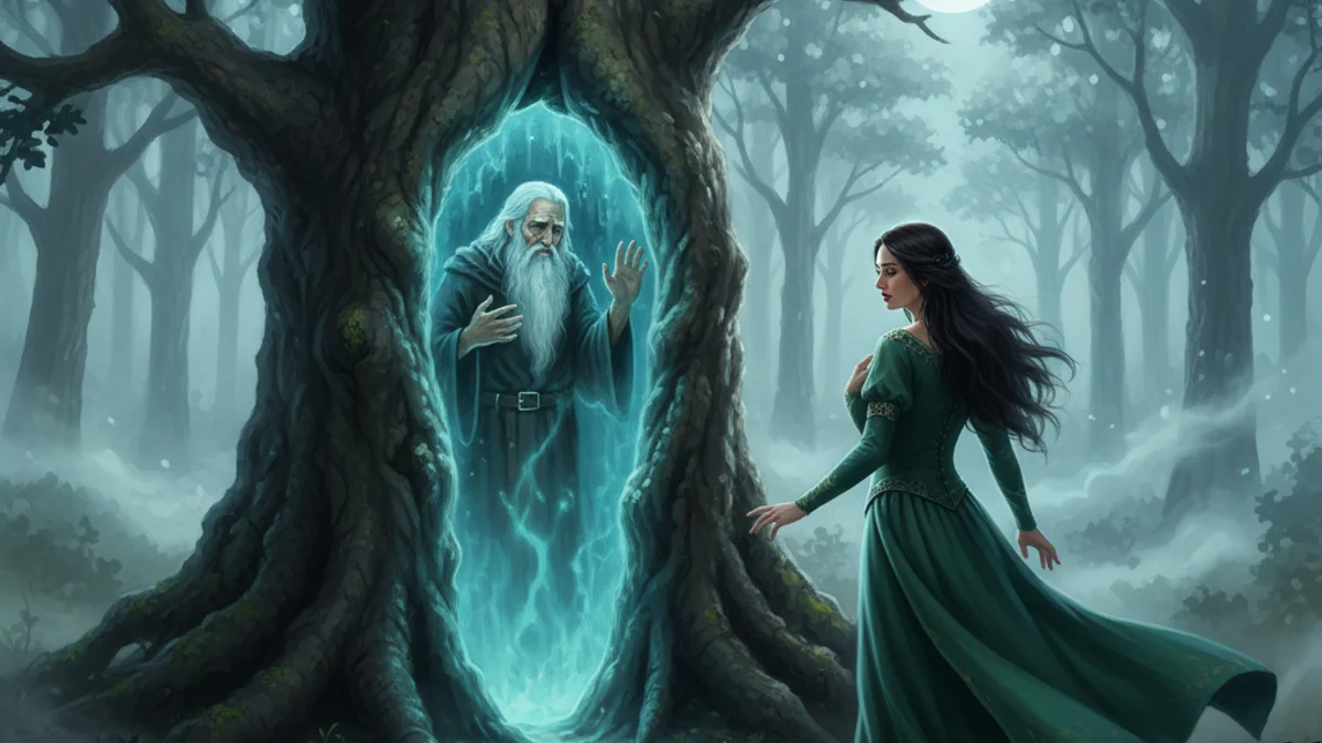 Merlin's Imprisonment - Tales of Merlin story illustration from Arthurian Legends