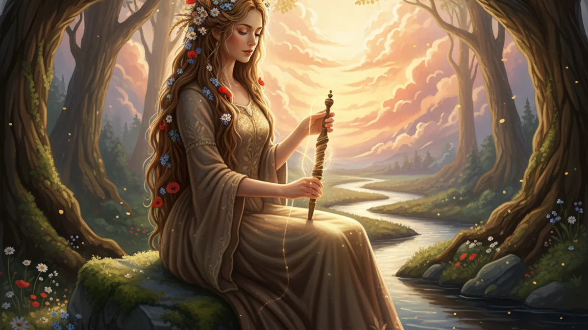 Mokosh the Earth Goddess - Gods and Spirits story illustration from Slavic Mythology
