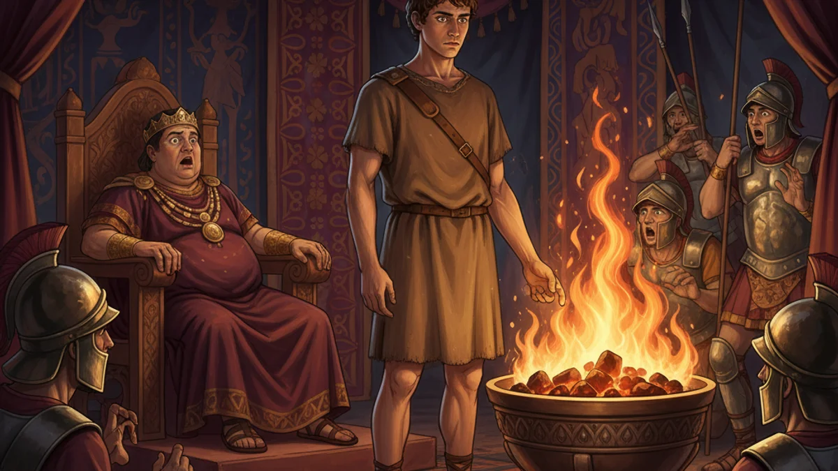 Mucius Scaevola and the Fire - Roman Heroes story illustration from Roman Mythology