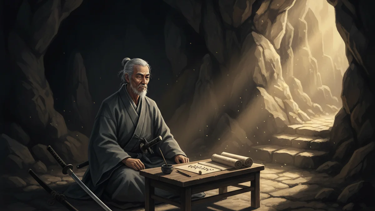 Musashi's Book of Five Rings - Legends of Miyamoto Musashi story illustration from Japanese Samurai Legends