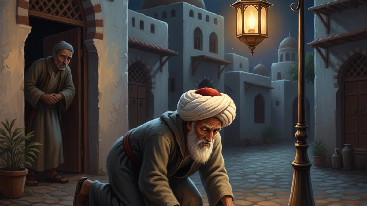 Nasrudin and the Lost Keys - Mulla Nasrudin Tales story illustration from Sufi Parables