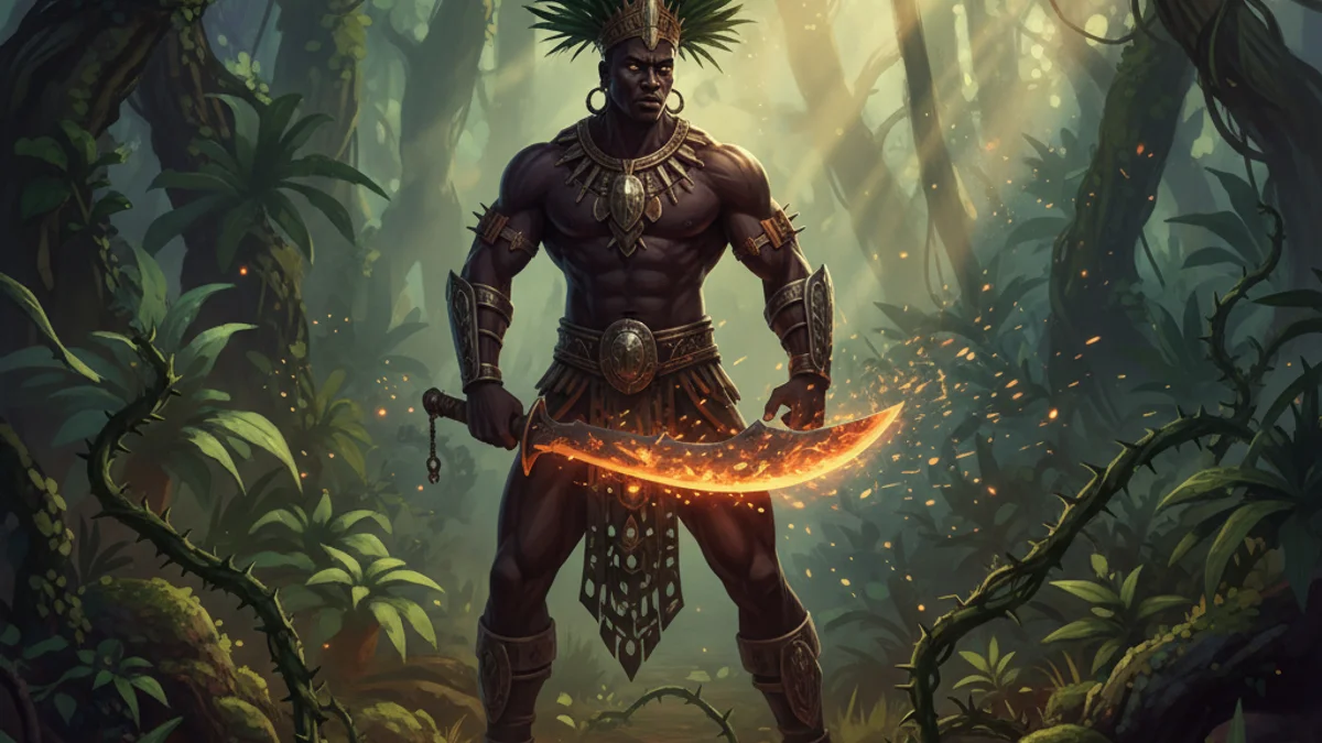 Ogun God of Iron - Orishas and Gods story illustration from African Mythology
