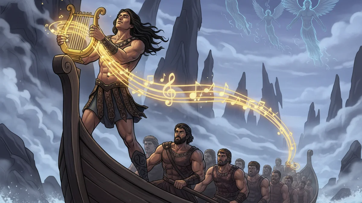 Illustration for Orpheus and the Argonauts - a heroes Greek Myths story with moral lessons