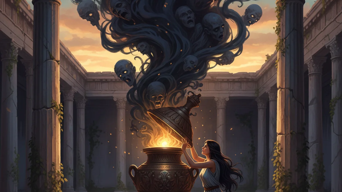Illustration for Pandora's Box - a famous myths Greek Myths story with moral lessons