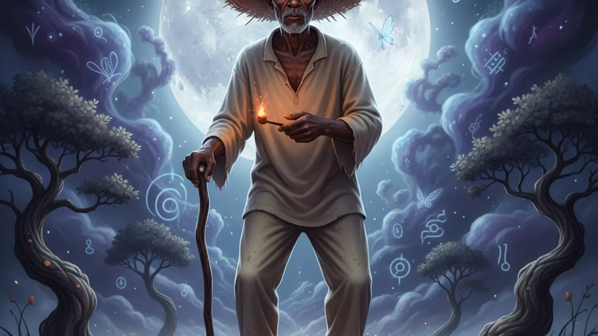 Papa Legba at the Crossroads - Haitian Folklore story illustration from African Diaspora