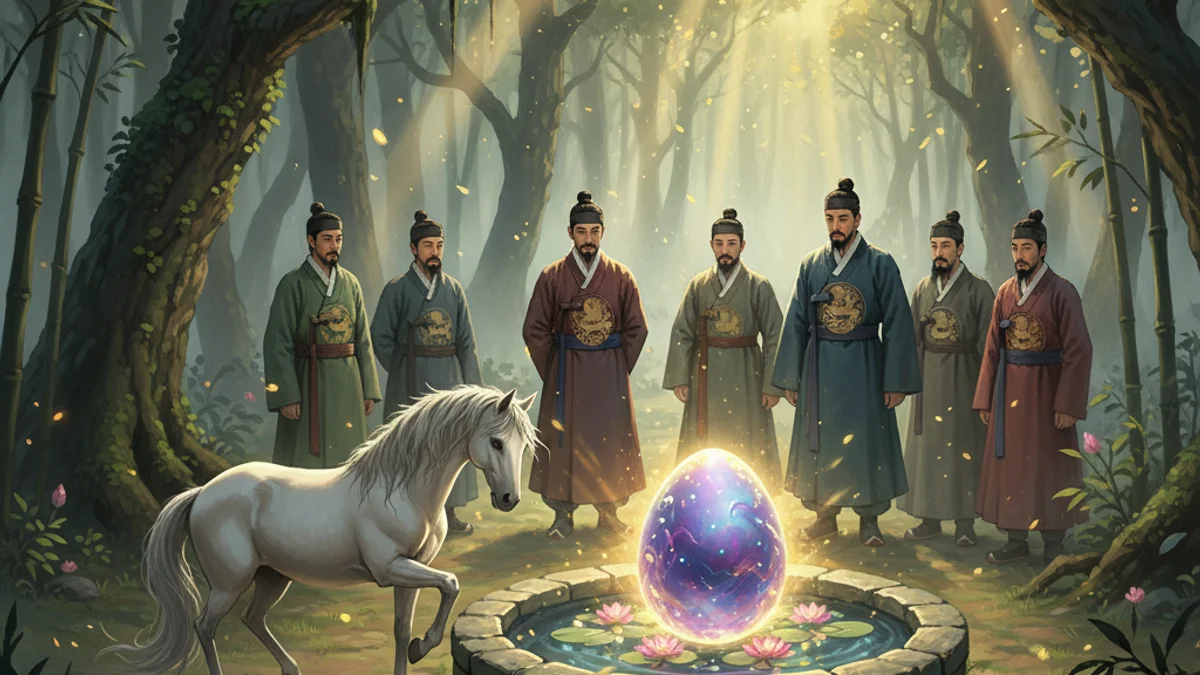 Illustration for Park Hyeokgeose and the Egg - a foundation myths Korean Mythology story with moral lessons