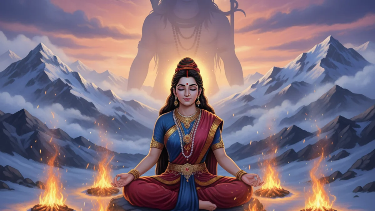 Illustration for Parvati's Penance for Shiva - a goddess stories Hindu Epics story with moral lessons