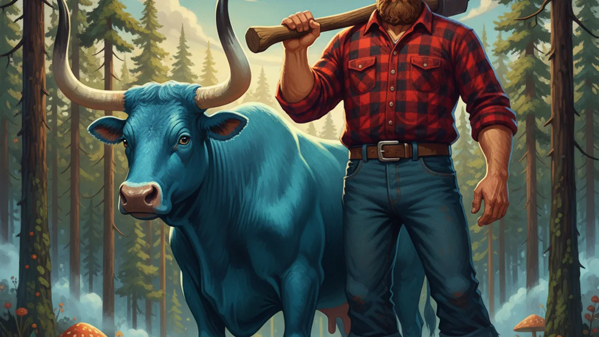 Illustration for Paul Bunyan and Babe - a american outlaws Legendary Outlaws story with moral lessons