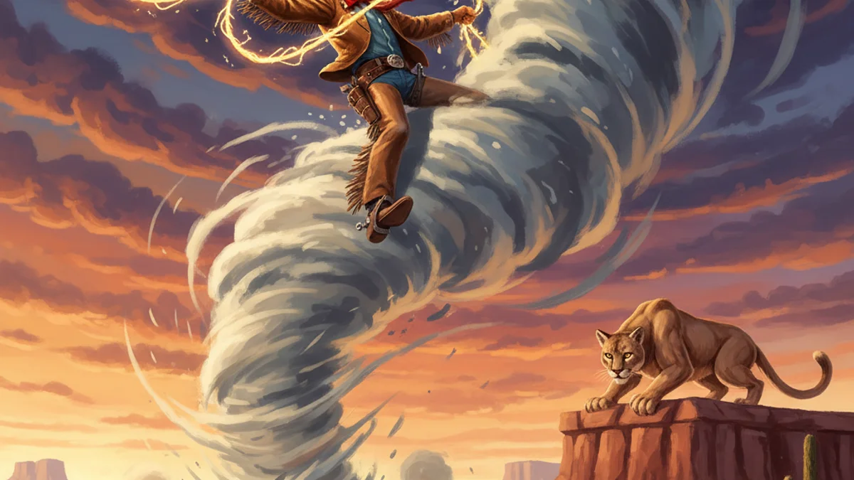 Illustration for Pecos Bill - a american outlaws Legendary Outlaws story with moral lessons