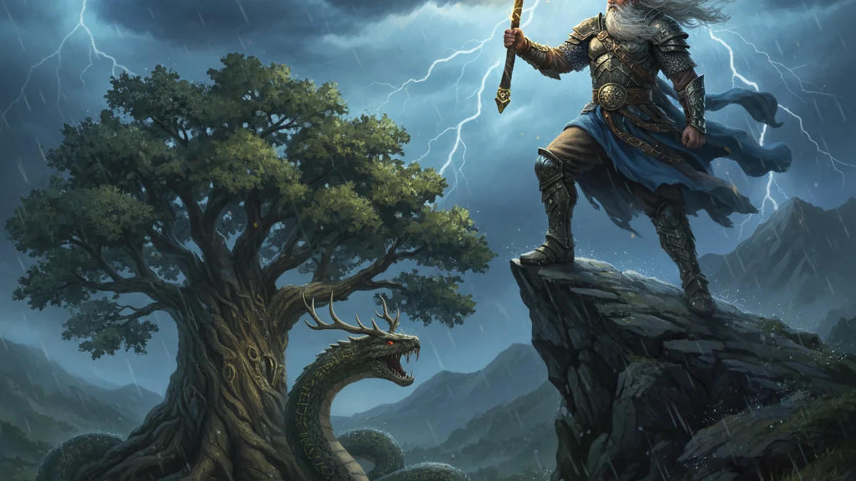 Perun the Thunder God - Gods and Spirits story illustration from Slavic Mythology