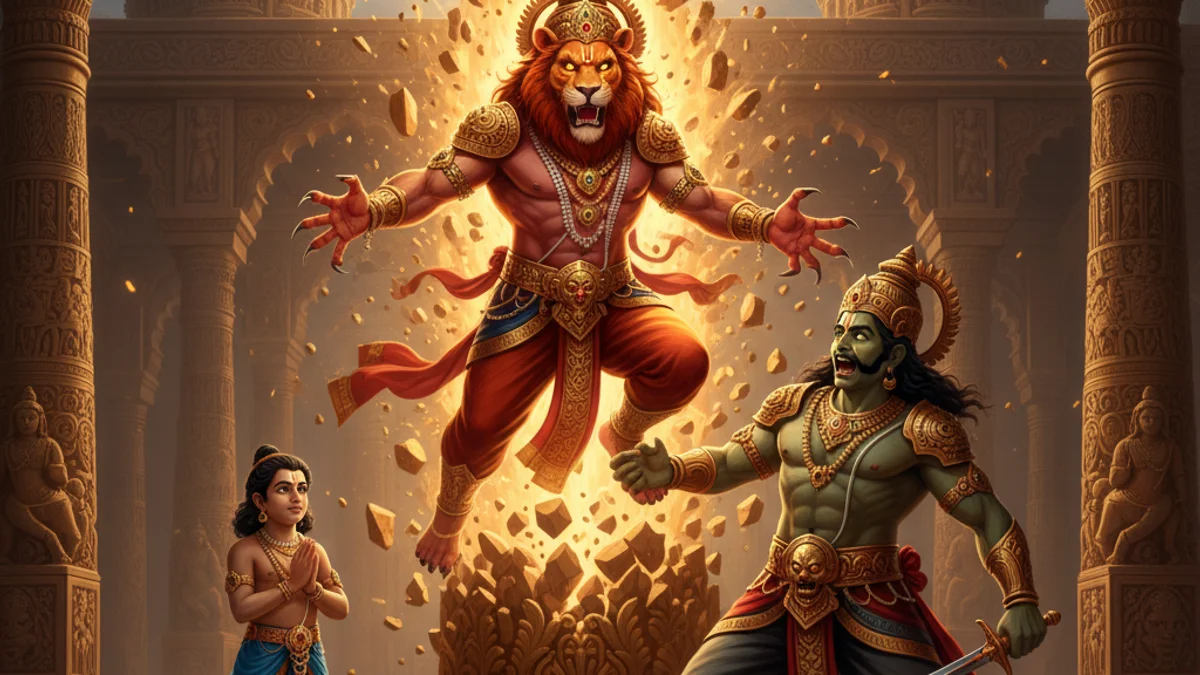 Prahlada's Faith - Tales from the Bhagavata Purana story illustration from Hindu Puranas