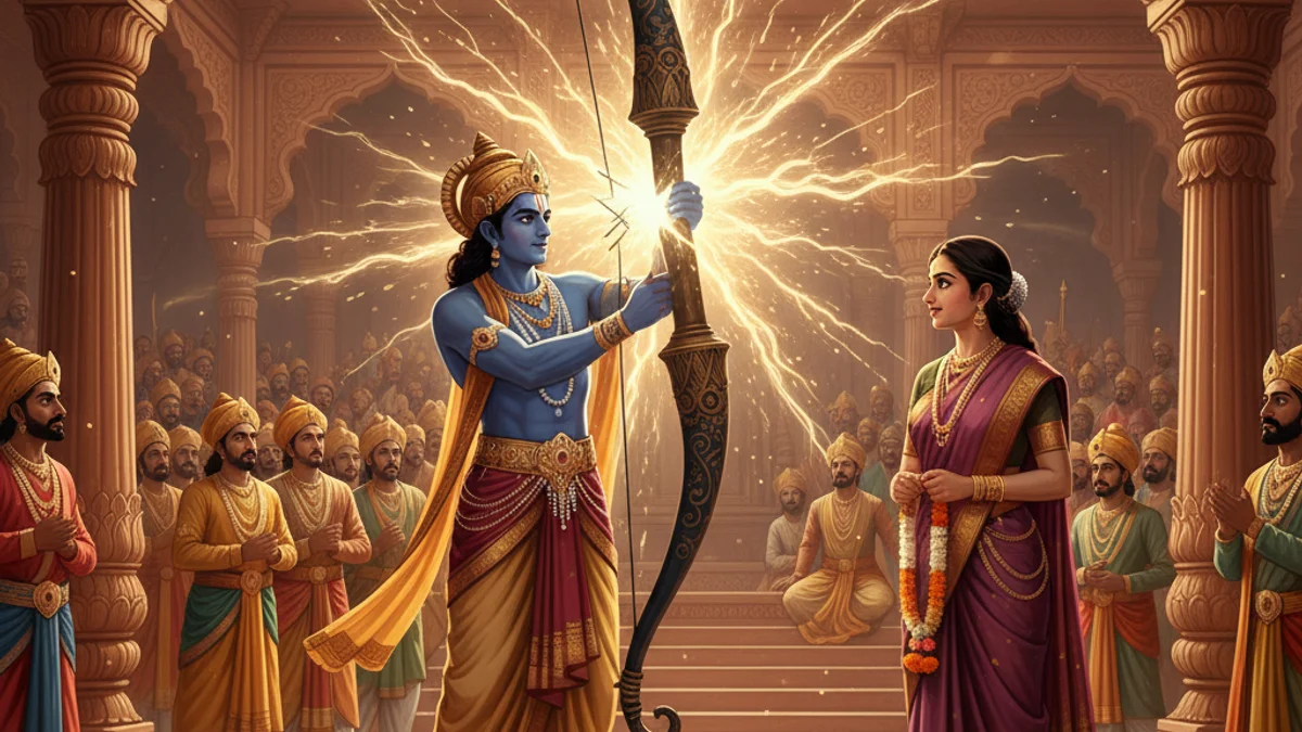 Rama Wins Sita - Stories from the Ramayana story illustration from Hindu Epics