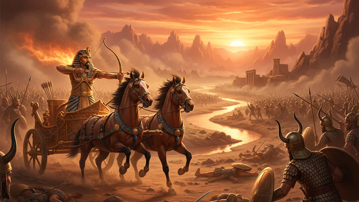 Illustration for Ramesses at Kadesh - a pharaoh legends Egyptian Mythology story with moral lessons