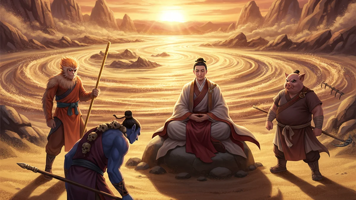 Sandy Joins the Group - Journey to the West story illustration from Chinese Legends