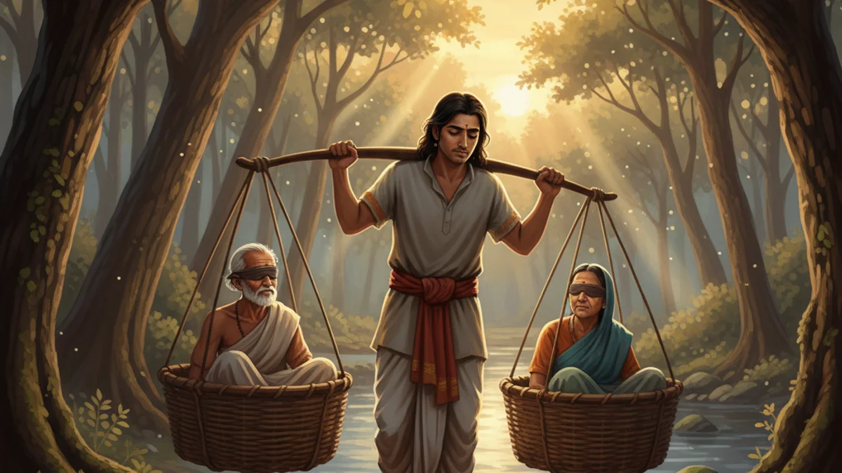 Shravan Kumar's Filial Duty - Additional Stories story illustration from Hindu Epics
