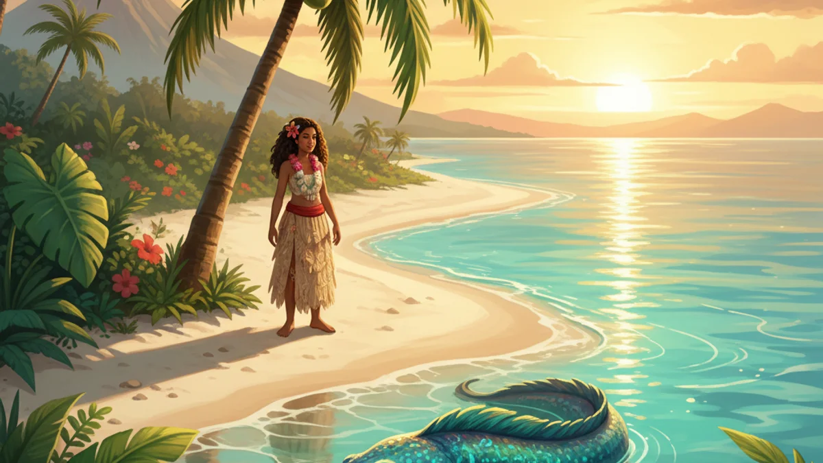 Sina and the Eel - Tales story illustration from Samoan Mythology