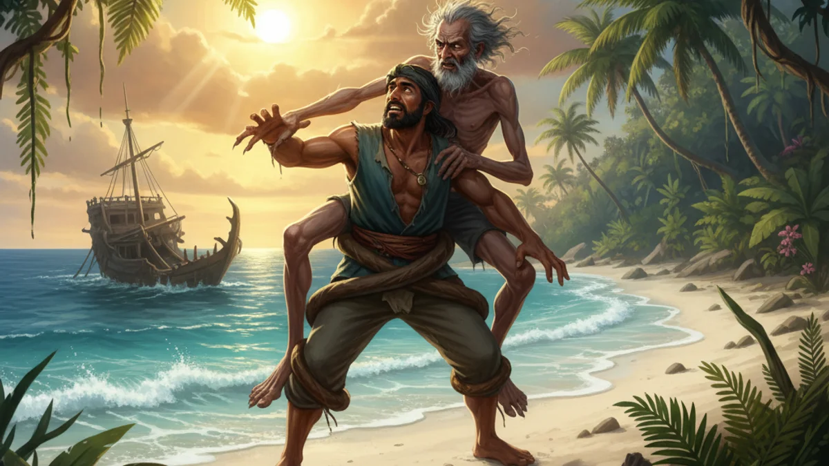 Sinbad's Fifth Voyage - Sinbad the Sailor story illustration from Arabian Nights