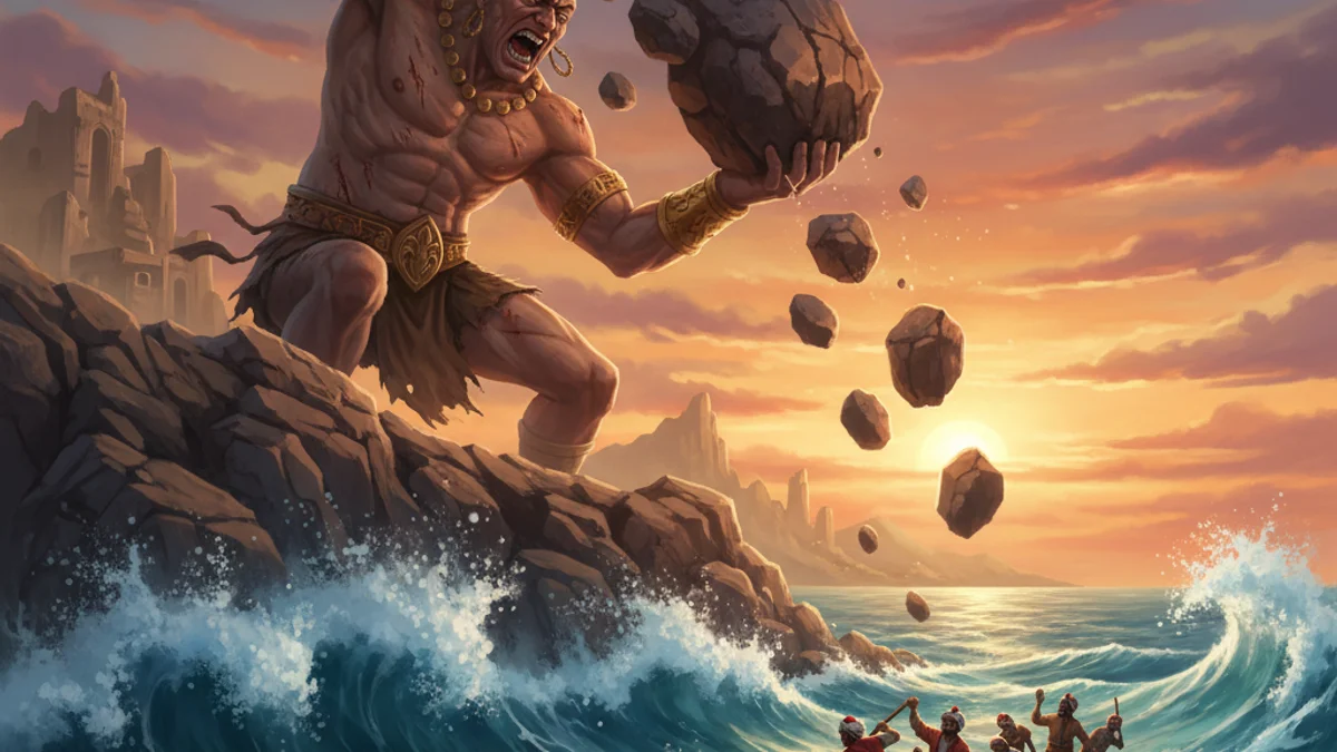 Sinbad's Third Voyage - Sinbad the Sailor story illustration from Arabian Nights