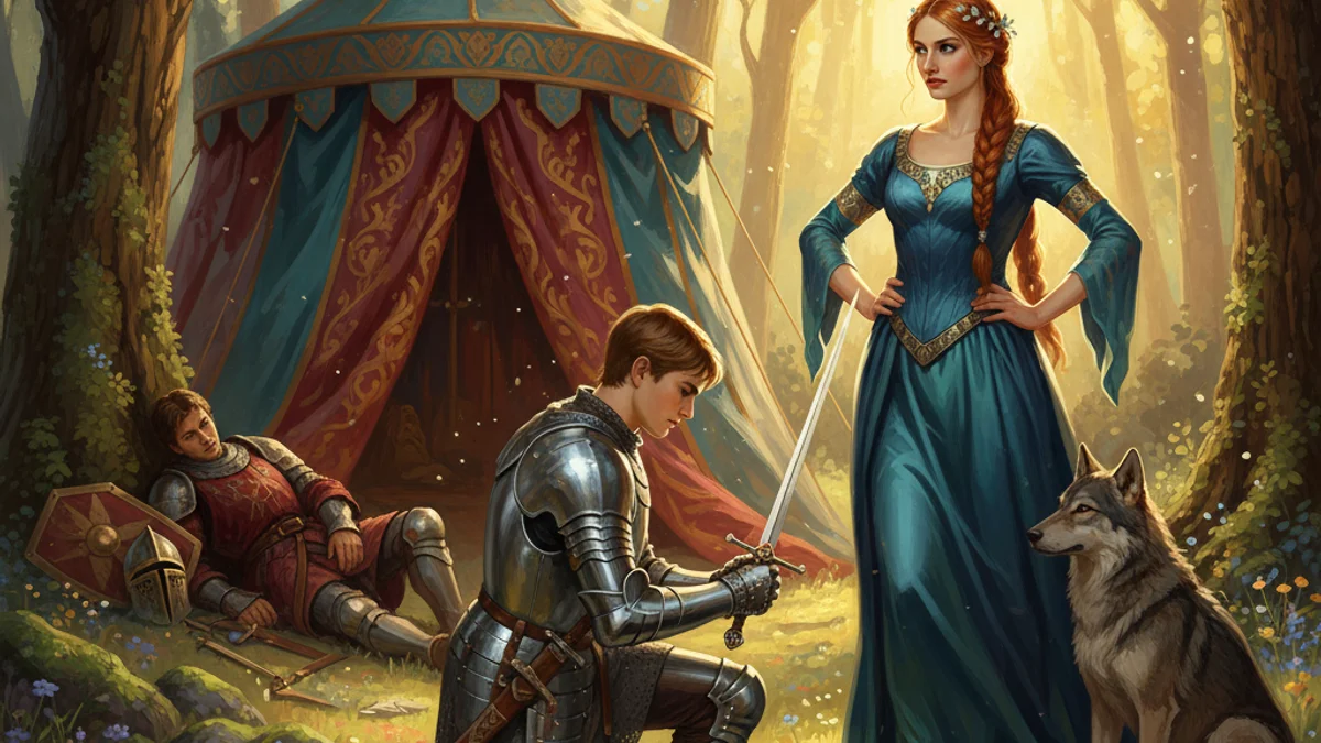 Illustration for Sir Gareth's Tale - a knights of the round table Arthurian Legends story with moral lessons