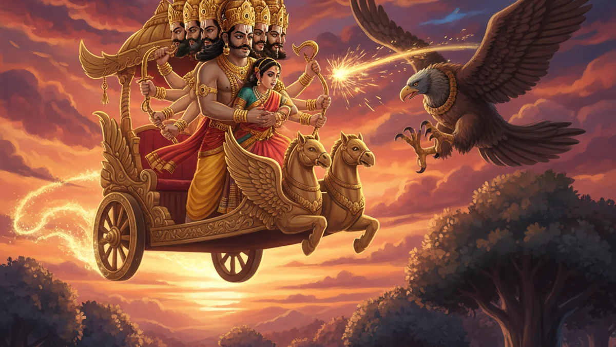 Sita's Abduction - Stories from the Ramayana story illustration from Hindu Epics