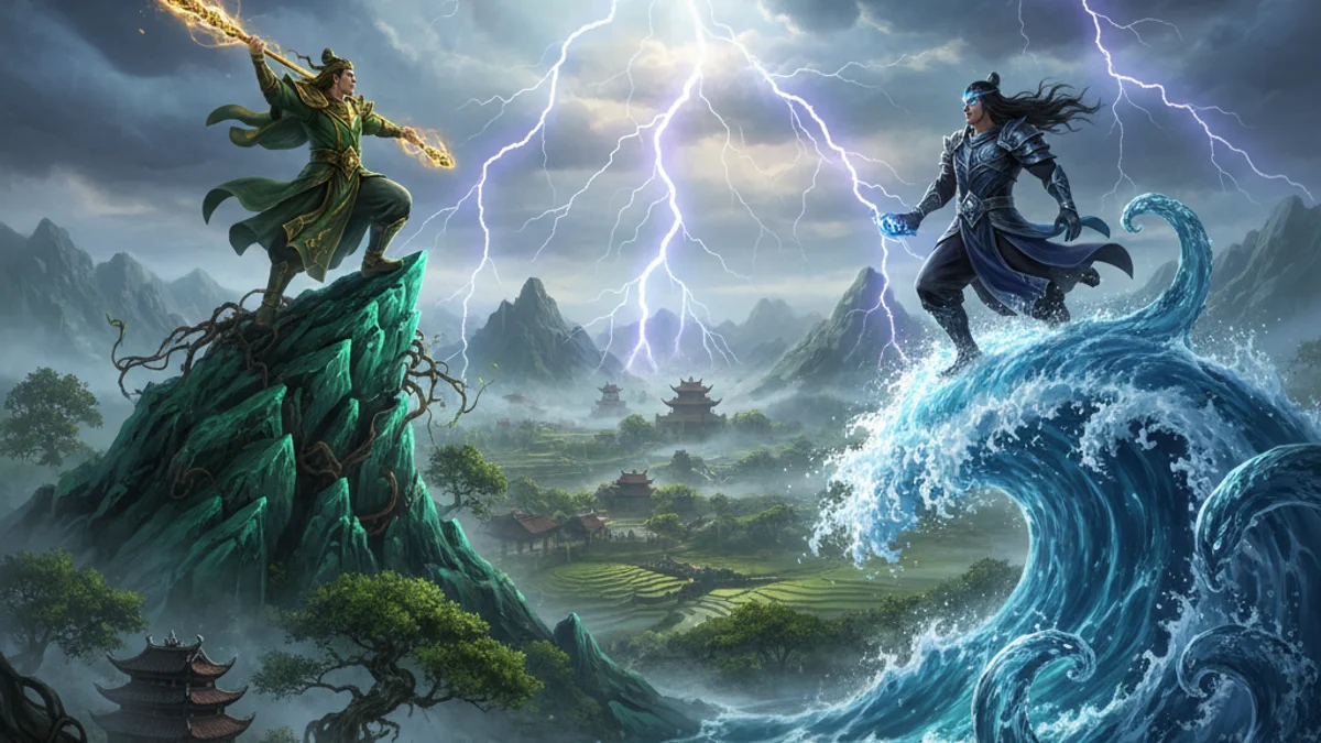 Son Tinh and Thuy Tinh - Classic Tales story illustration from Vietnamese Folklore