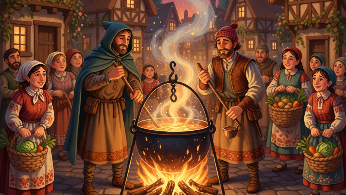 Stone Soup - Teaching Stories story illustration from World Wisdom Tales