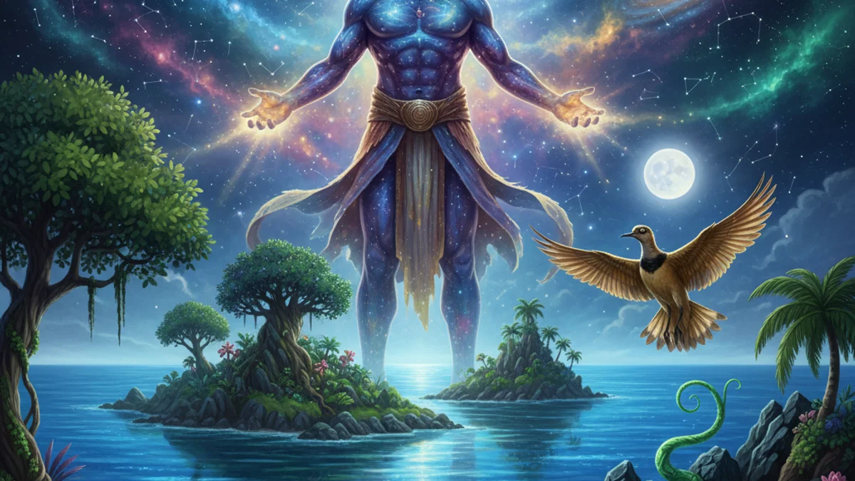 Tagaloa Creates the World - Creation Stories story illustration from Samoan Mythology