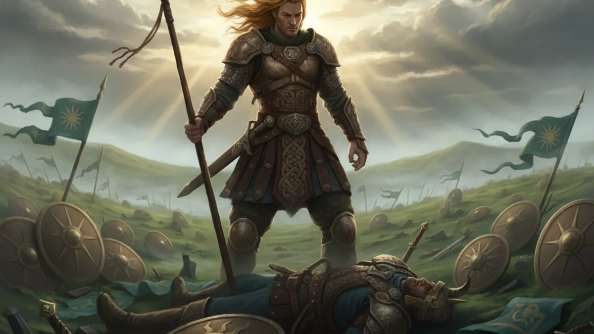 Illustration for The Battle of Gabhra - a famous legends Celtic Myths story with moral lessons