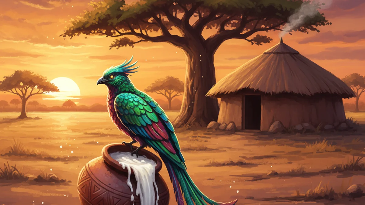 The Bird That Made Milk - Xhosa Tales story illustration from Southern African Folklore