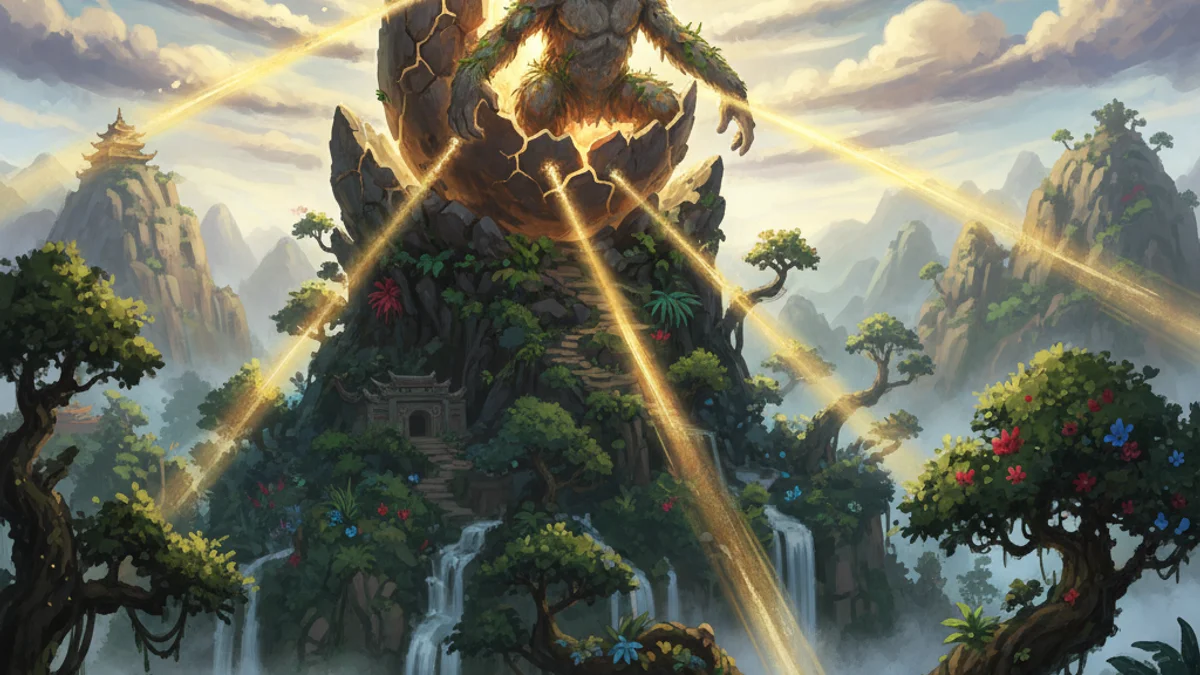 The Birth of Sun Wukong - Journey to the West story illustration from Chinese Legends