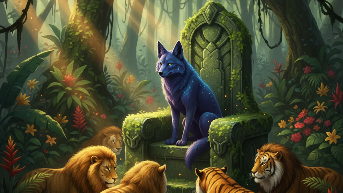 The Blue Jackal - Animal Stories with Life Lessons story illustration from Panchatantra