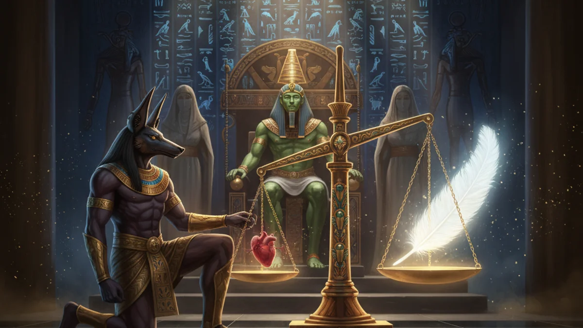 Illustration for The Book of the Dead - a tales of the afterlife Egyptian Mythology story with moral lessons