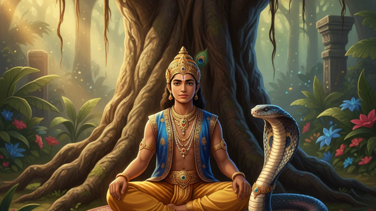 The Boy and the Snake - Teaching Stories story illustration from Jain Tales