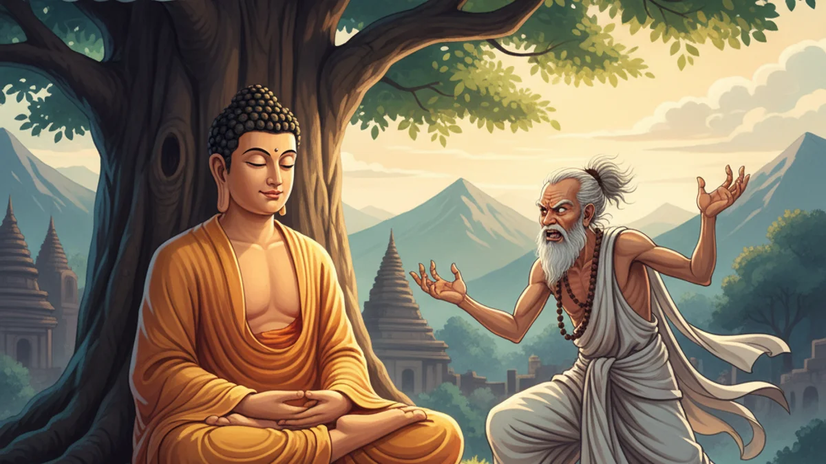 Illustration for The Buddha and the Angry Brahmin - a additional tales Buddhist Jataka Tales story with moral lessons