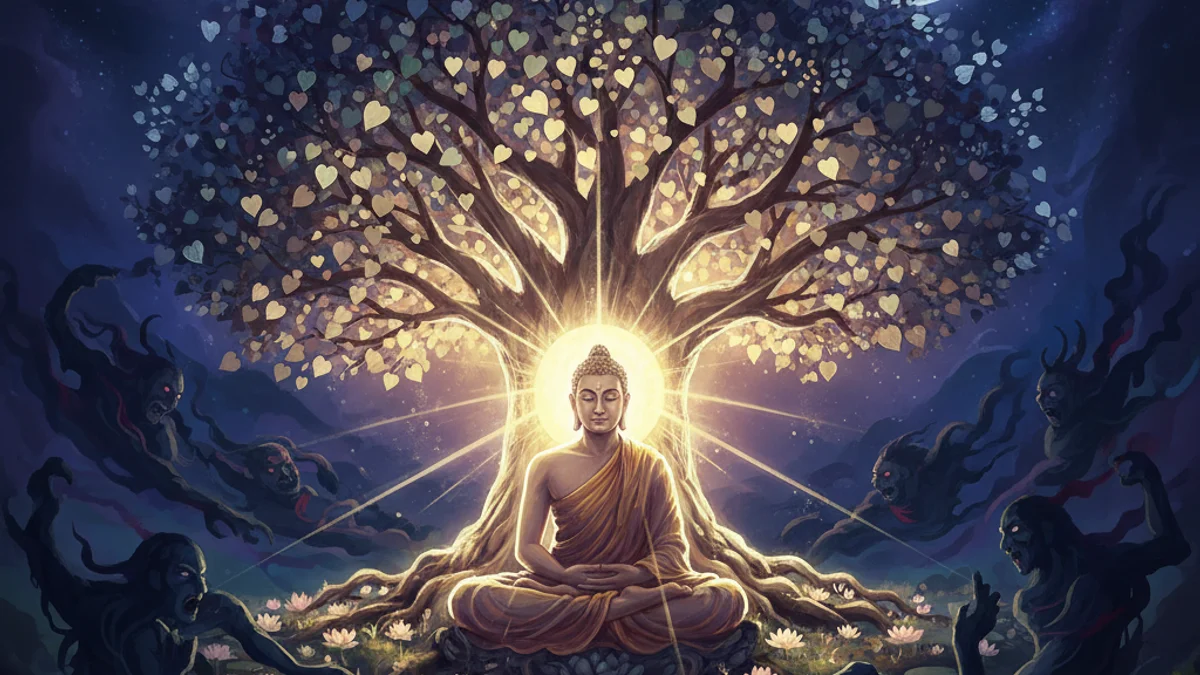 Illustration for The Buddha's Enlightenment - a tales of ancient thinkers Stories of Famous Philosophers story with moral lessons
