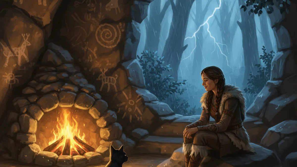 The Cat That Walked by Himself - Other Tales story illustration from Kipling's Just So Stories