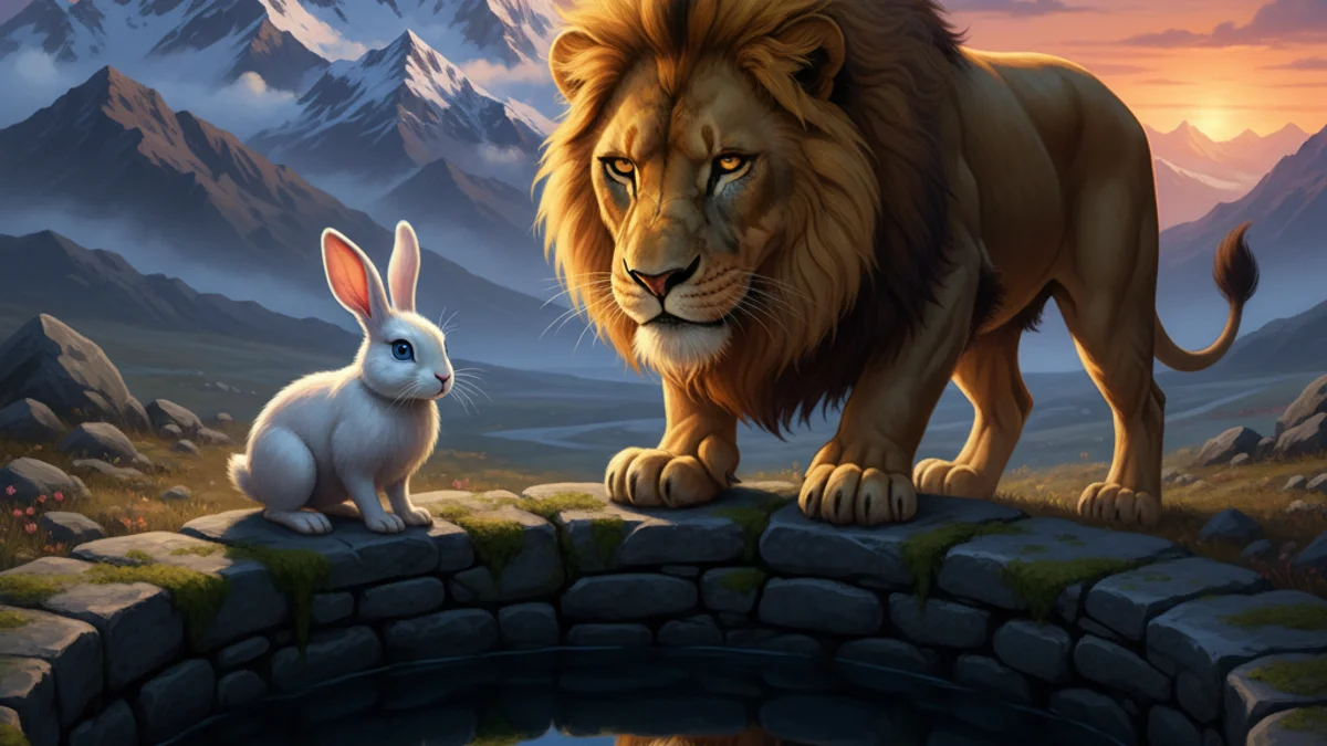 The Clever Rabbit of Tibet - Folk Tales story illustration from Tibetan Folklore