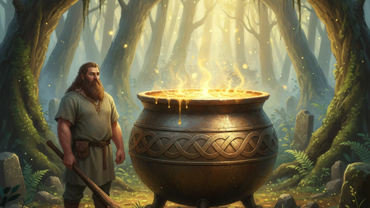 The Dagda's Cauldron - Irish Gods and Goddesses story illustration from Celtic Myths