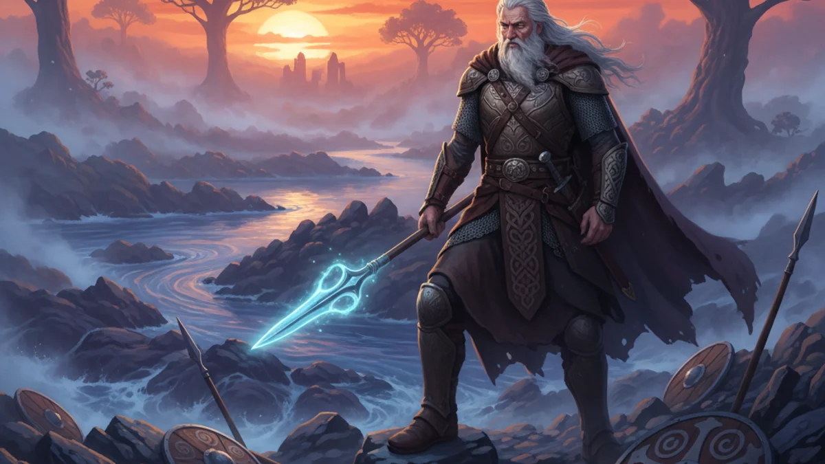 The Death of Fionn - Fenian Cycle story illustration from Irish Legendary Cycles